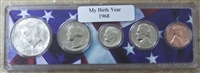 1968 Birth Year Coin Set in American Flag Holder