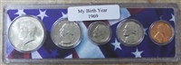 1969 Birth Year Coin Set in American Flag Holder