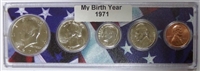 1971 Birth Year Coin Set in American Flag Holder