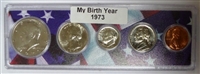 1973 Birth Year Coin Set in American Flag Holder