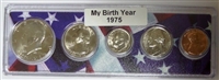 1975 Birth Year Coin Set in American Flag Holder