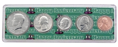 1975 - Anniversary Year Coin Set in Happy Anniversary Holder