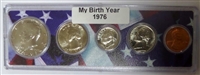 1976 Birth Year Coin Set in American Flag Holder
