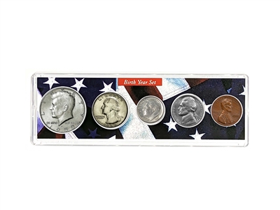 1980 Birth Year Coin Set in American Flag Holder
