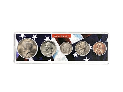 1984 Birth Year Coin Set in American Flag Holder