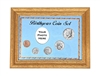 2023 Birth Year Coin Set in Oak Picture Frame with Blue Background Holder