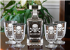 Skull Etched Absinthe Glasses, Spoons And Decanter Set