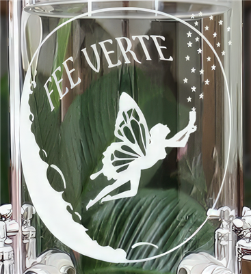 Etched Fairy Moon Deluxe 4 Spout Absinthe Fountain With Glasses & Spoons