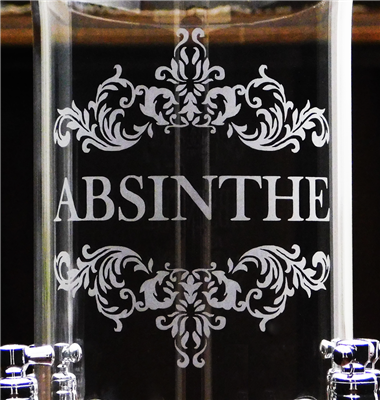 Etched  Deluxe 4 Spout Absinthe Fountain With Glasses & Spoons