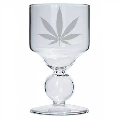 Cannabis Leaf Etched Premium Bubble Reservoir Glass Blown