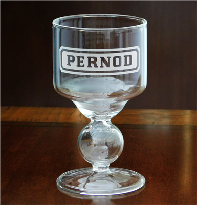 Pernod Etched Premium Bubble Reservoir Glass Blown
