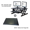 Rocelco ADR+MAFM Adjustable-Height Desk Riser w/ Medium Anti-Fatigue Mat (Black)