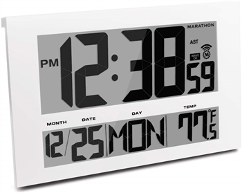 JUMBO LCD ATOMIC WALL CLOCK WITH 6 TIME ZONES (WHITE)