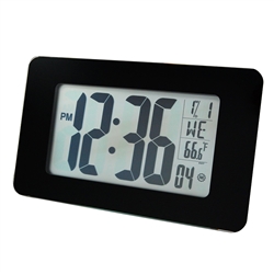 Marathon Atomic Self-Setting/Adjusting Wall Clock w/ 8 Time Zones (BLACK GLASS))