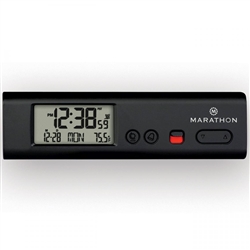 Marathon Compact Atomic World Clock w/ LED Emergency Light (BLACK)