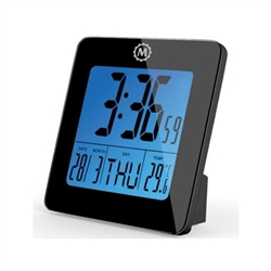 Marathon Digital Desktop Clock w/Date & Temp, SuperGlow Backlight (BLACK)