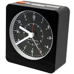 Marathon Analog Desk Alarm Clock With Auto-Night Light (BLACK)