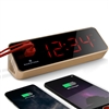Marathon LED Alarm Clock with Two Fast Charging, Front Facing USB Ports (GOLD/RED)