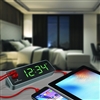Marathon LED Alarm Clock with Two Fast Charging, Front Facing USB Ports (GRAPHITE GREY)