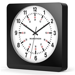 Marathon Jumbo 12-Inch Analog Wall Clock w/ Auto-Night Light & Silent Sweep (BLACK/WHITE)