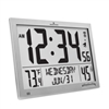 Slim Atomic Wall Clock Jumbo Full Calendar Display Indoor Temperature & Humidity (GRAPHITE GREY)