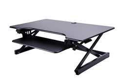 Rocelco 40" Sit To Stand Adjustable Height Desk Riser w/ Extended Vertical Range (Black)