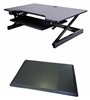 Rocelco 40" Sit To Stand Adjustable Height Desk Riser w/ Extended Vertical Range (Black) & Medium Anti-Fatigue Mat (MAFM) Bundle
