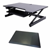 Rocelco 46" Sit To Stand Adjustable Height Desk Riser w/ Extended Vertical Range (Black) & Medium Anti-Fatigue Mat Bundle