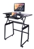 Rocelco 46" Deluxe Adjustable Height Desk Riser + Floor Stand Bundle, BLACK