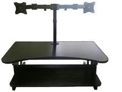 Rocelco DADR Deluxe 37" Sit To Stand Adjustable Height Desk Riser w/ Dual Monitor Mount (Black)