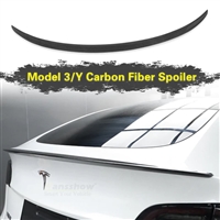 Tesla Model 3 Carbon Fiber Rear Trunk Lip Spoiler (MATTE))