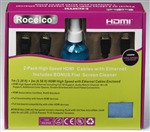 Rocelco 2-Pack High Speed HDMI Cables With Ethernet And Bonus Flat Screen Cleaner