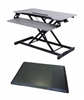 Rocelco VADR-G Sit To Stand Hi-Lift Adjustable Height Desk Riser (GREY) & Rocelco MAFM Commercial Grade Medium Anti-Fatigue Mat (Black)