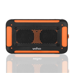 VXS-002-ORG - 360° Vecto Wireless Water Resistant Outdoor Speaker w/6000mAh Powerbank, 4GB Memory, Carry Pouch, Mic,MP3 player - Sports Orange