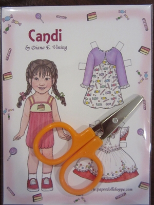 "Candi" Paper Doll & Scissors Set for 18 Doll