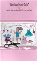 Mini "Birthday Harmony" Paper Doll & Scissors Set