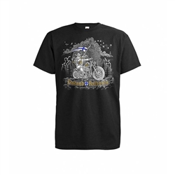 Biker Viking of Kalevala Suomi Finland T-shirt with Finnish Flag