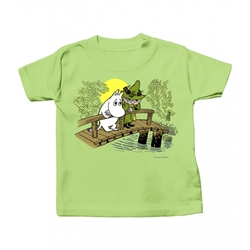 Moomin and Snufkin On The Bridge Kids' T-shirt, lime green