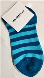 Marimekko Tasaraita Verna Ankle Socks, turquoise, kids' size 28-30