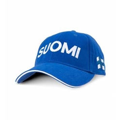 Suomi Cap with Finnish flag, embroidered, royal blue, unisex