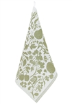 Lapuan Kankurit PUUTARHA (Garden) Kitchen Tea Towel or Napkin, white/OLIVE