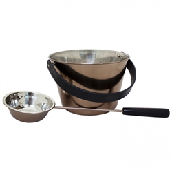 Emendo SAUNA Set: BUCKET and LADLE, smoky copper/steel/wood