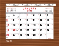 2025 - #49S Calendar Pad - Memo Pad w/ Adhesive Back