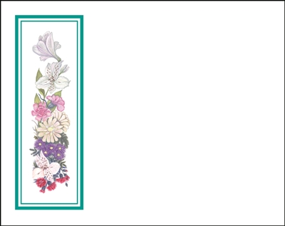 Falls 624 Enclosure Card - Assorted Flowers with a Green Border