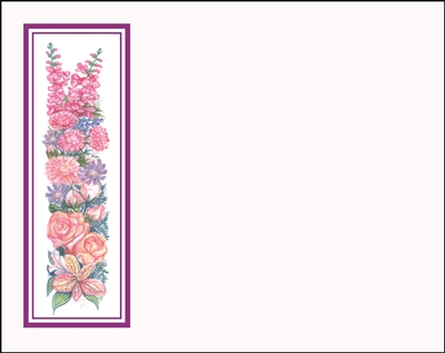 Falls 628 Enclosure Card - Assorted Flowers with a Purple Border