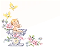 Falls 772  Enclosure Card - Baby in Carriage with Roses and Butterflies
