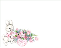 Falls 834  Enclosure Card - Easter Bunny with Flower Cart