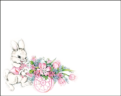 Falls 834  Enclosure Card - Easter Bunny with Flower Cart