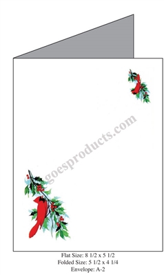 Cardinal Perched on Holly Baronial Card