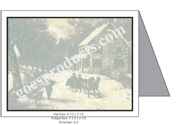 Currier & Ives - House and Sleigh Baronial Card